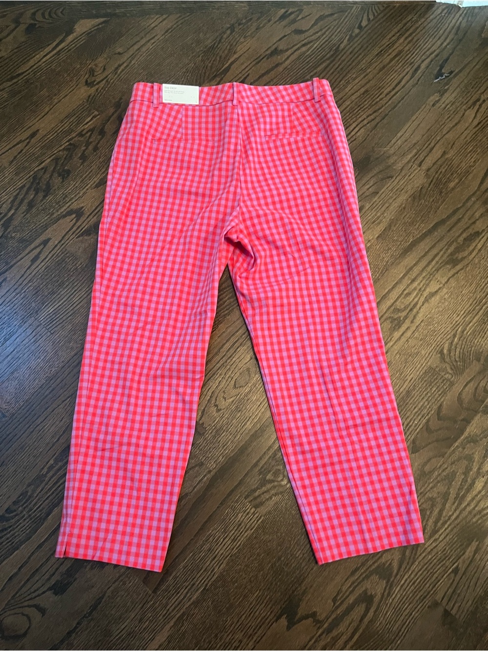 Ann Taylor Pink & Red Gingham Crop pants NWT sz 14 Classic silhouette fun colors - Picture 6 of 7